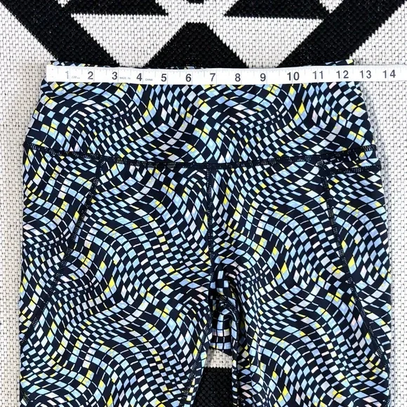 Sweaty Betty Power Gym Full Length Leggings in Blue Fluid Check Print Size 6 - Picture 3 of 11